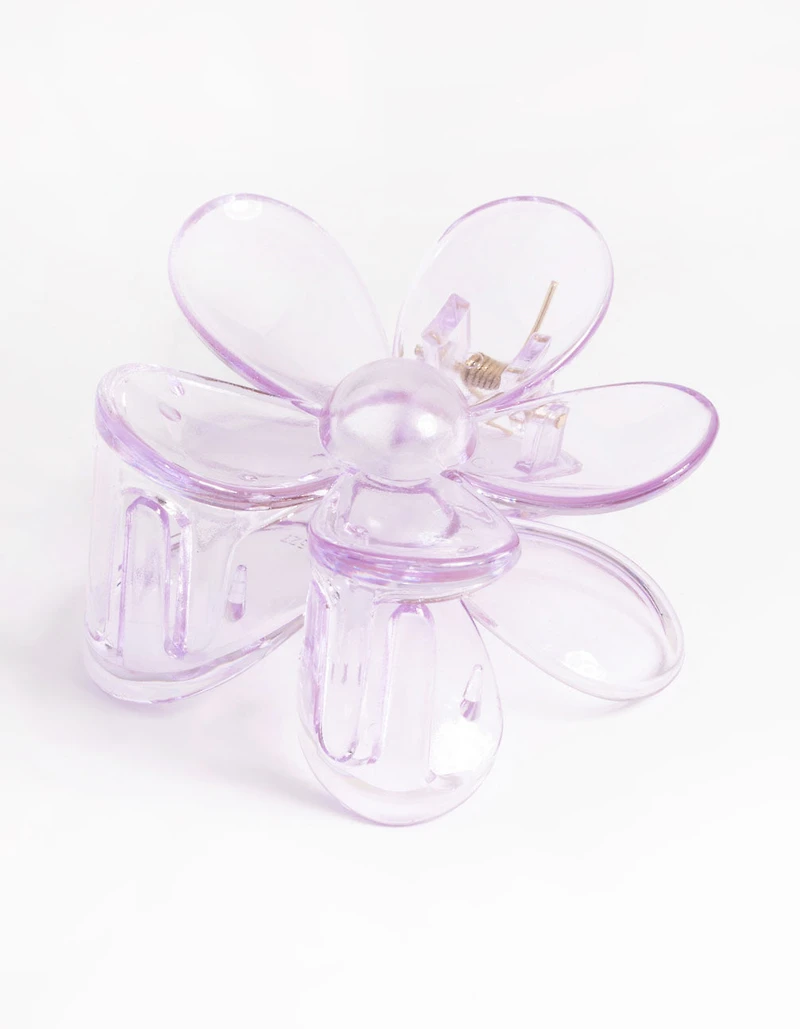 Kids Transparent Purple Daisy Flower Claw Clip