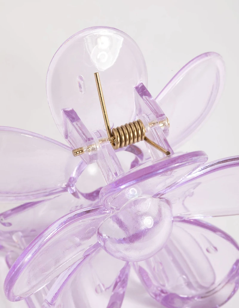 Pince transparente pour griffes de marguerites mauves pour enfants