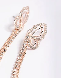 Rose Gold Butterfly Wing Drop Earrings