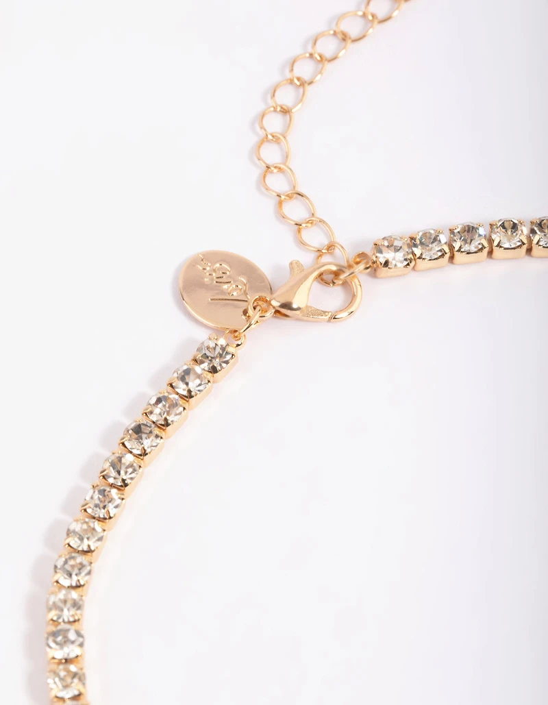Gold Facet Stone Earrings & Necklace