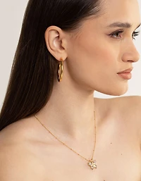 Waterproof Gold Plated Stainless Steel Chunky Medium Hoop Earrings