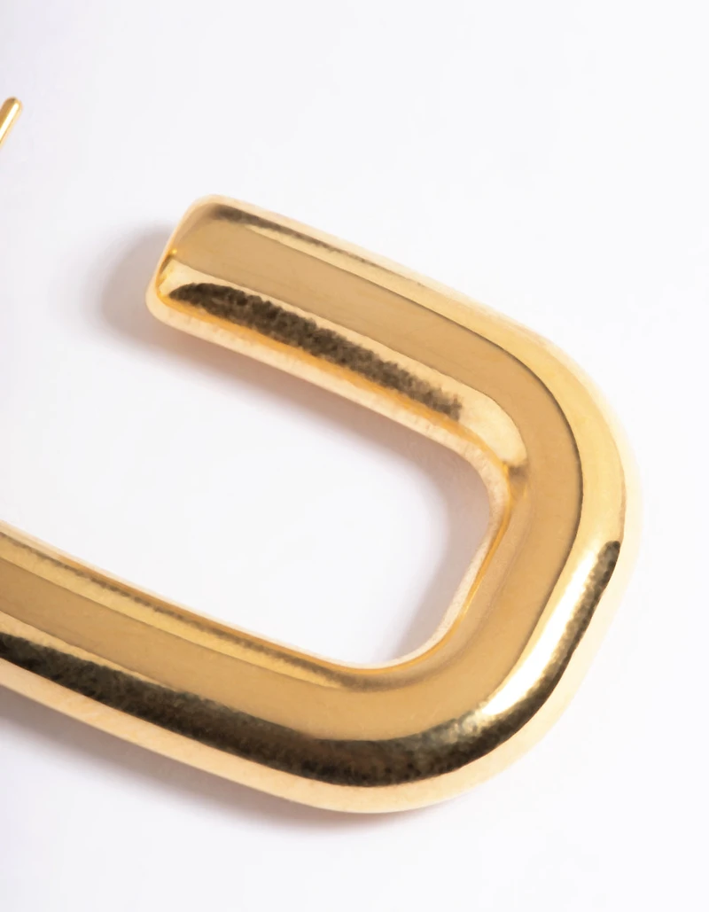 Waterproof Gold Plated Stainless Steel Rounded Square Hoop Earrings
