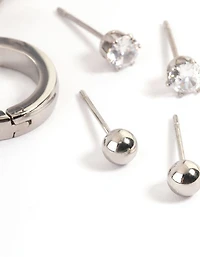 Waterproof Gold Plated Stainless Steel Cubic Zirconia Stud & Huggie Earring Pack