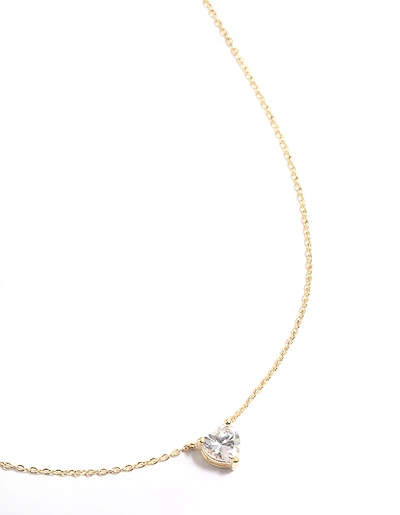Waterproof Gold Plated Stainless Steel Cubic Zirconia Heart Necklace
