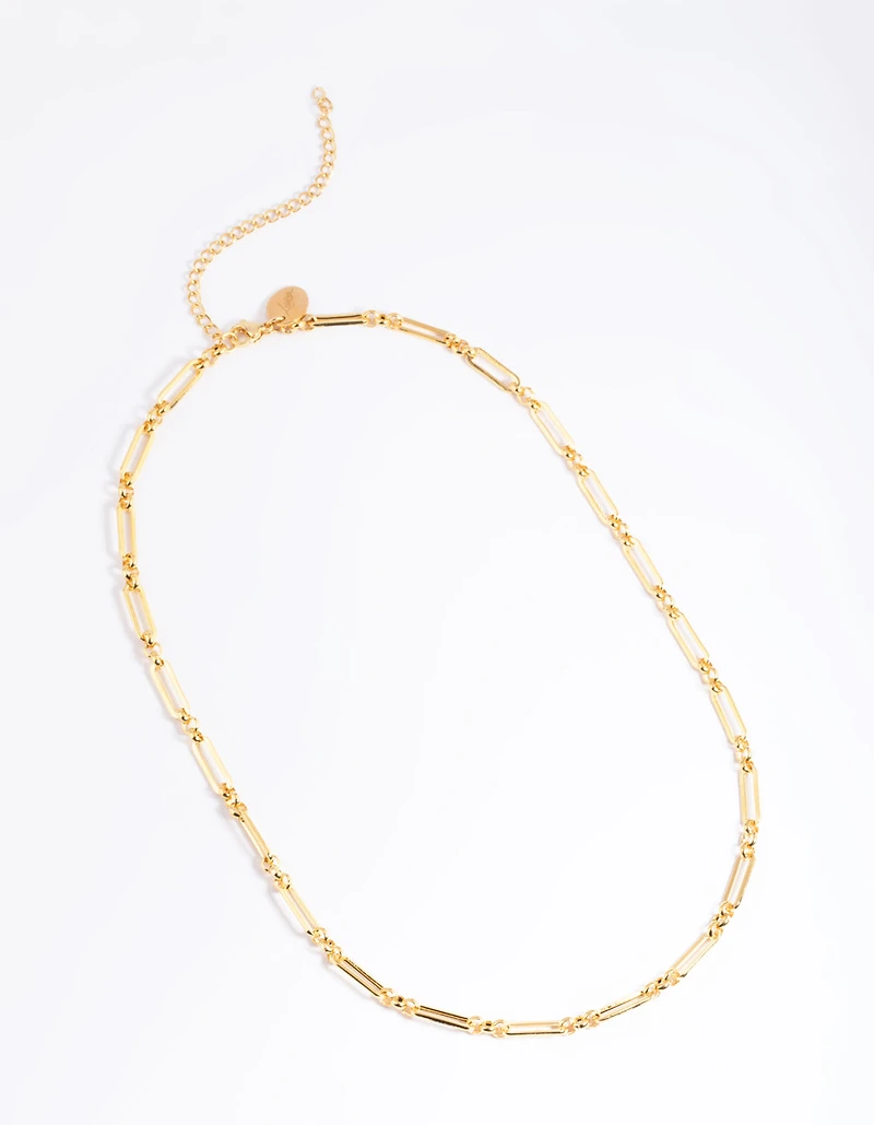 Waterproof Gold Plated Stainless Steel Open Oval Link Necklace