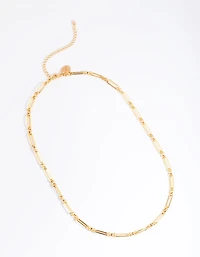 Waterproof Gold Plated Stainless Steel Open Oval Link Necklace