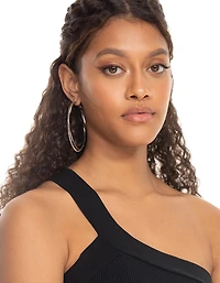 Silver Snake Chain Hoop Earrings