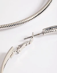 Silver Snake Chain Hoop Earrings
