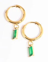 Gold Plated Surgical Steel Square Cubic Zirconia Hoop Earrings