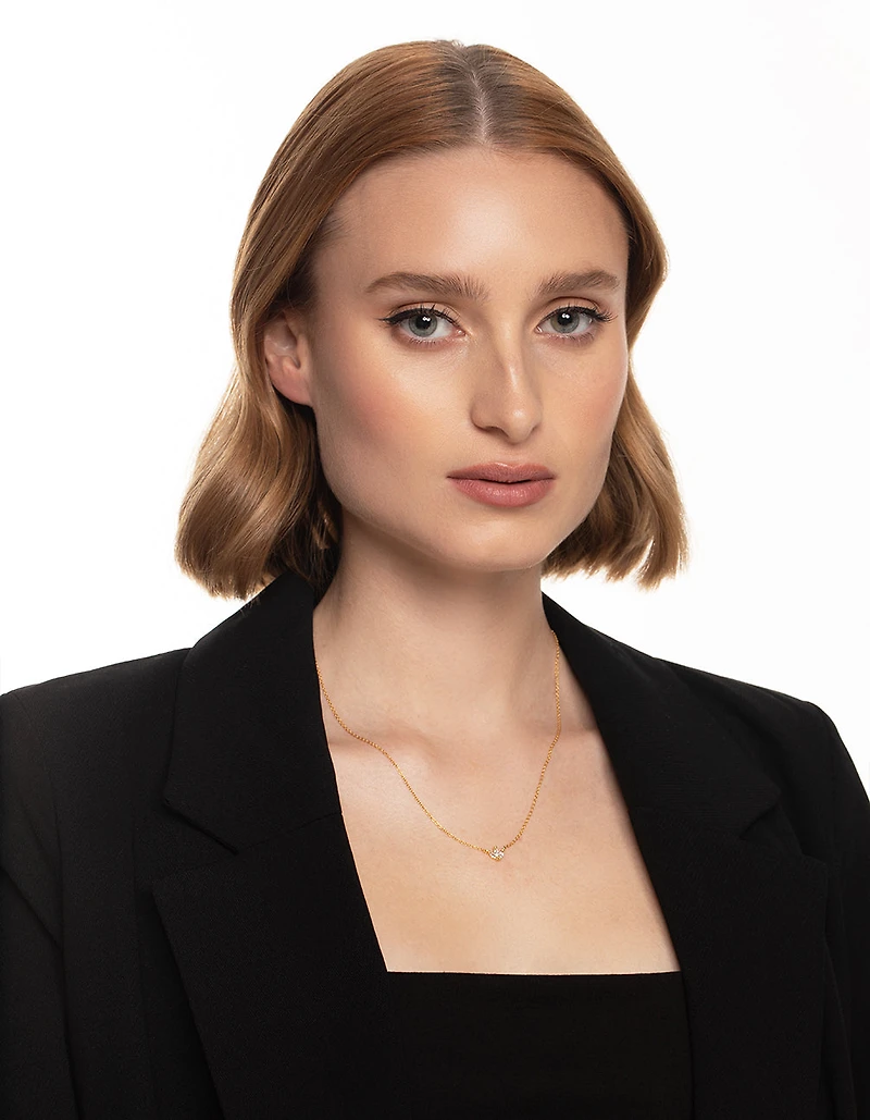 Gold Plated Sterling Silver Cubic Zirconia Marquise Trio Necklace