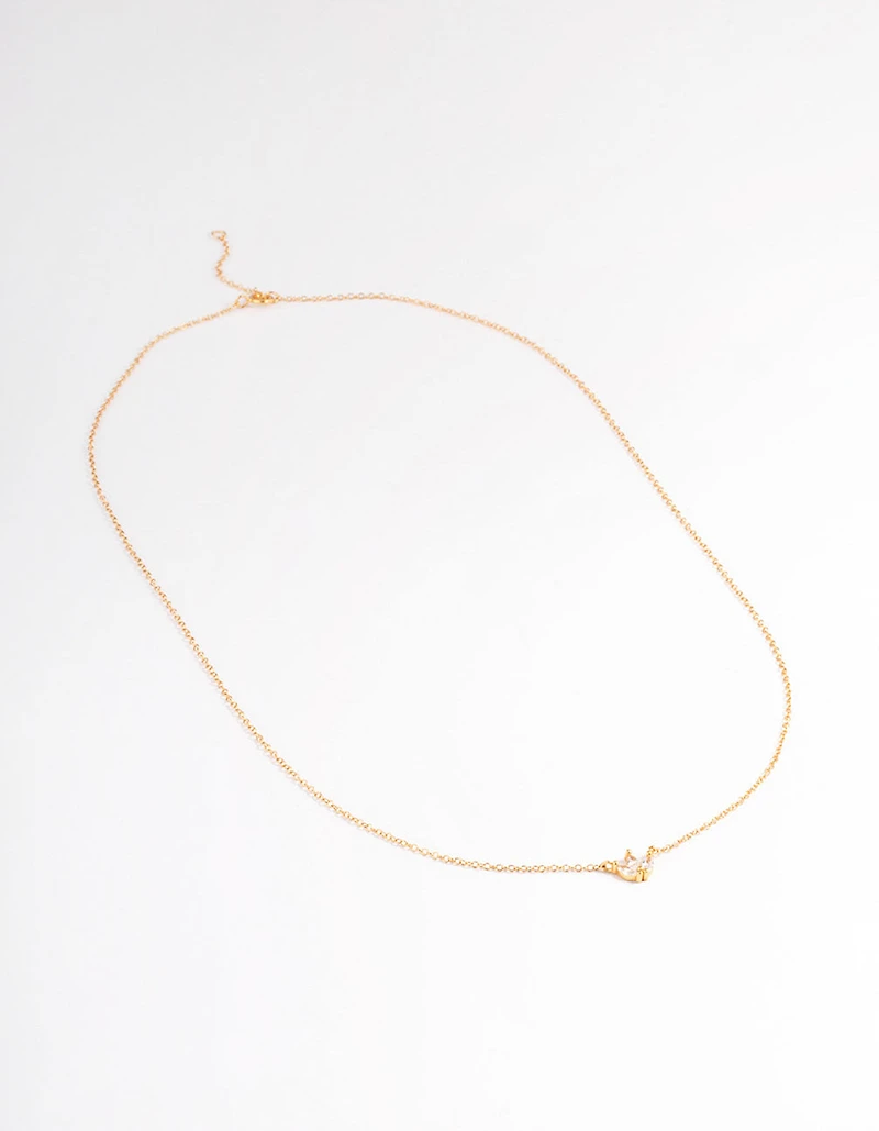 Gold Plated Sterling Silver Cubic Zirconia Marquise Trio Necklace