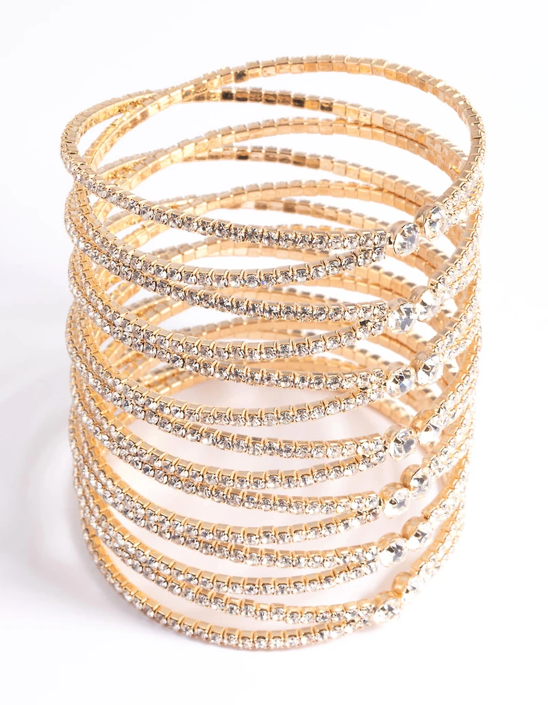 Bracelet à poignets à huit rangées en croix en or en diamants