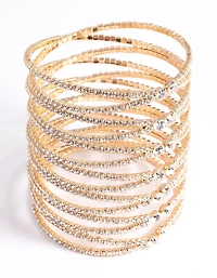 Bracelet à poignets à huit rangées en croix en or en diamants