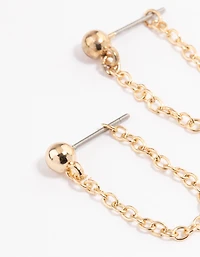 Gold Ball Chain Front & Back Earrings
