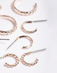 Rose Gold Mixed Diamante Hoop Earrings 8-Pack