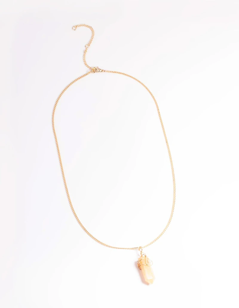 Gold Orange Wire Wrap Shard Necklace