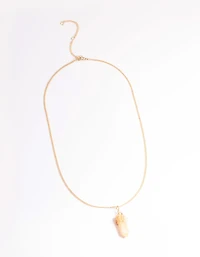 Gold Orange Wire Wrap Shard Necklace
