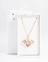 Rose Gold Diamante Bee Necklace