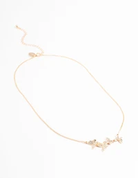 Gold Diamante Butterfly Necklace