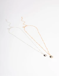 Mixed Metal Diamante Yin & Yang Necklace Pack