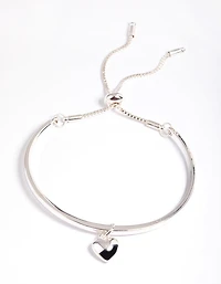 Silver Heart Bangle with Toggle Bracelet
