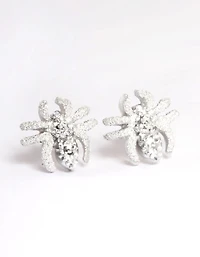 Silver Spider Stud Earrings