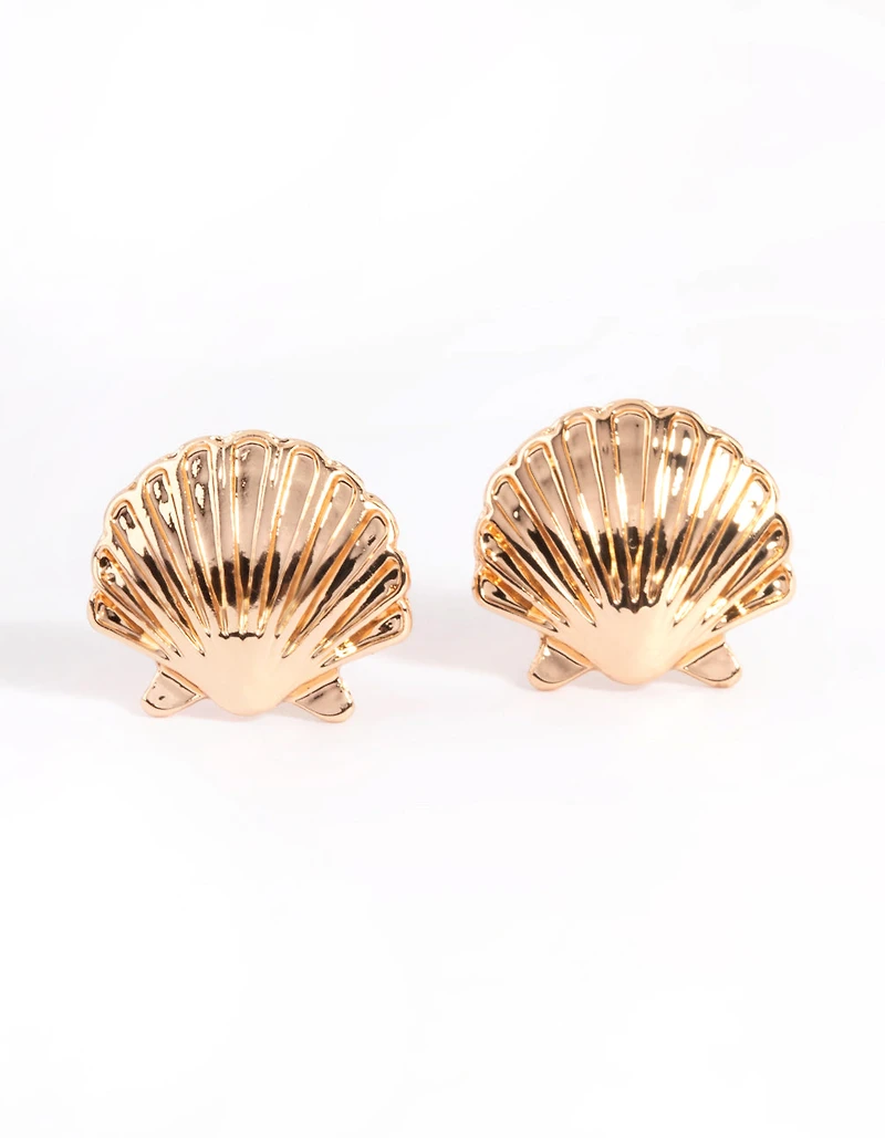 Boucles d’oreilles en or en coquille de palourde