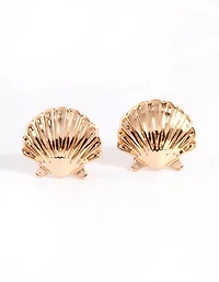 Boucles d’oreilles en or en coquille de palourde