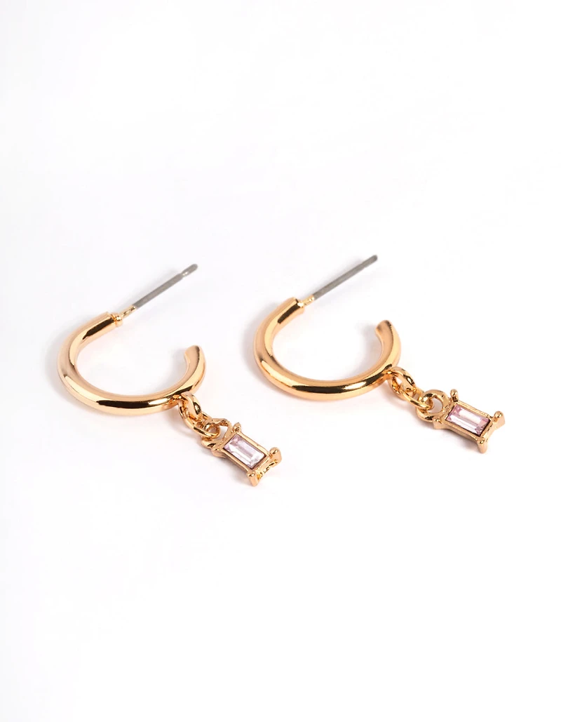 Boucles d’oreilles Pink Stone Drop Huggie