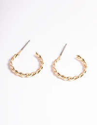 Gold Figure Eight Huggie Earrings