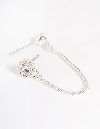 Boucles d’oreilles en diamant argenté et chaîne de boule