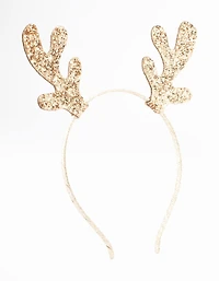 Kids Fabric Glitter Mini Antler Headband