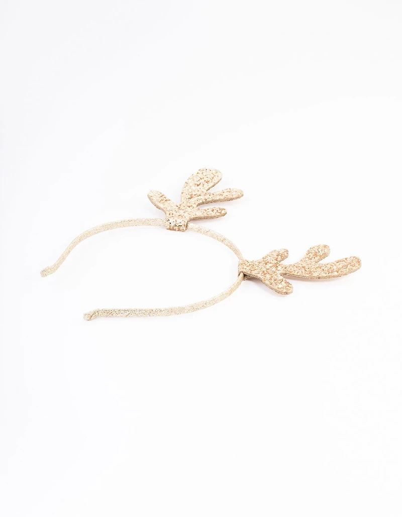Kids Fabric Glitter Mini Antler Headband