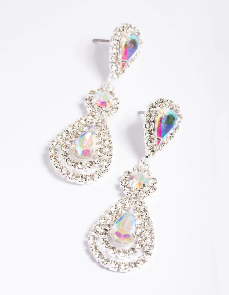 Boucles d’oreilles en forme de goutte d’oreilles en forme de fleur en argent