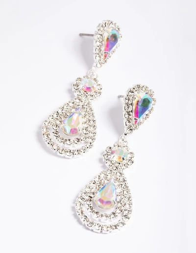 Boucles d’oreilles en forme de goutte d’oreilles en forme de fleur en argent