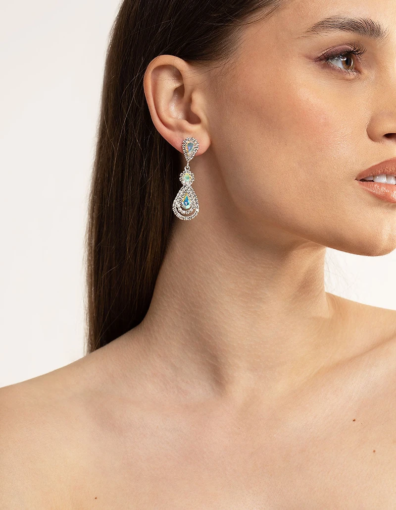 Boucles d’oreilles en forme de goutte d’oreilles en forme de fleur en argent