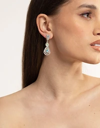 Boucles d’oreilles en forme de goutte d’oreilles en forme de fleur en argent