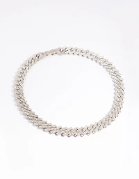 Silver Diamante Miami Chain Necklace