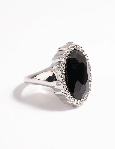 Grand ovale en Rhodium avec anneau de halo