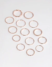 Rose Gold Fine Mix Band Ring Pack