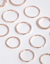 Rose Gold Fine Mix Band Ring Pack