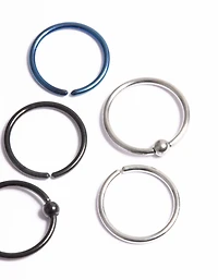 Titanium Metalic Nose Rings 6-Pack