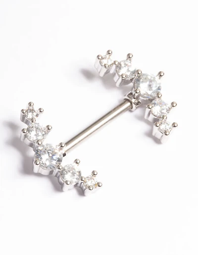 Titanium Diamante Crystal Nipple Bar