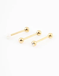 Gold Plated Opal Ball Tongue Piercing Pack