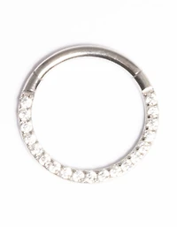 Titanium Cubic Zirconia 10mm Clicker Ring