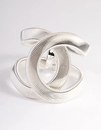 Silver Textured Oval Cuff Bangle