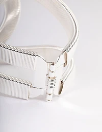 Silver Textured Oval Cuff Bangle