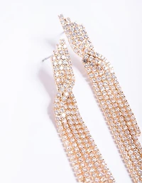Cubic Zirconia Strand Twist Drop Earrings