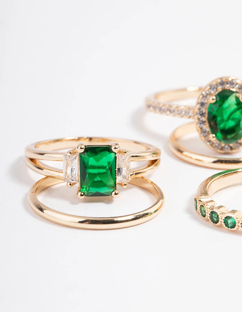 Cubic Zirconia Oval Halo Ring 5-Pack