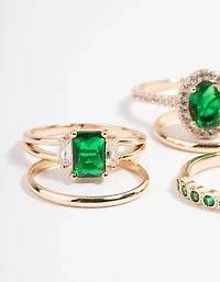 Cubic Zirconia Oval Halo Ring 5-Pack